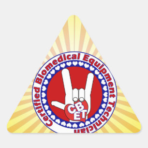 PEGATINA TRIANGULAR TÉCNICO DE EQUIPO BIOMÉDICO CERTIFICADO DE CBET