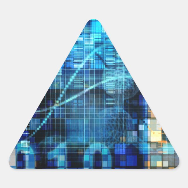 Pegatina Triangular Tecnología del código binario del fondo de la (Anverso)