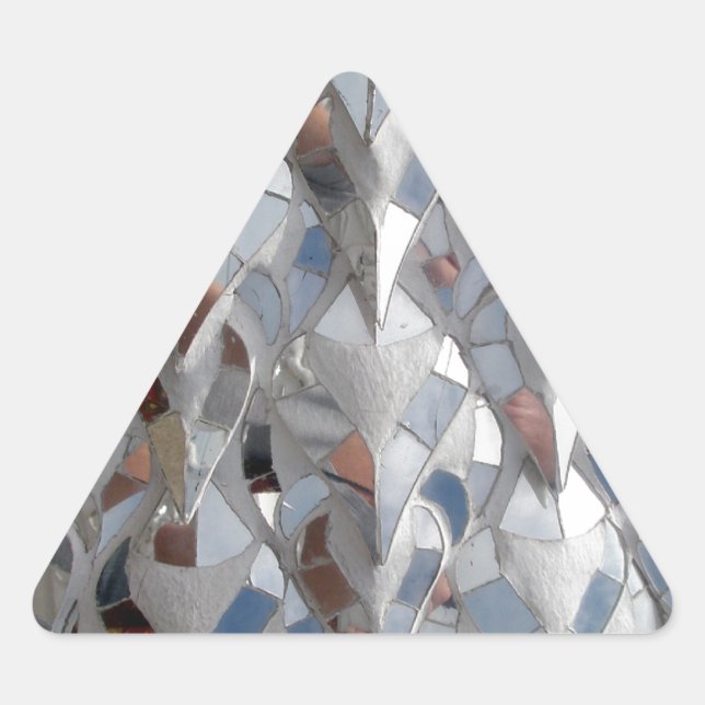Pegatina Triangular Templo blanco, mosaico espejo, Chiang Rai (Anverso)