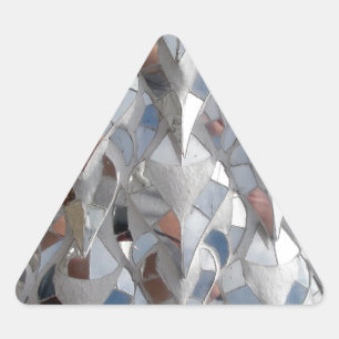Pegatina Triangular Templo blanco, mosaico espejo, Chiang Rai