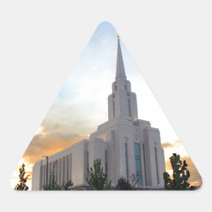 Pegatina Triangular templo mormón de la montaña Oquirrh Utah LDS