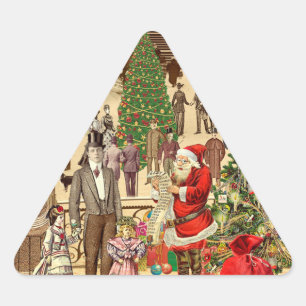 Pegatina Triangular The Long List of Santa Claus