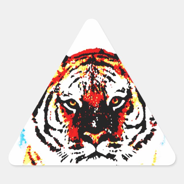 Pegatina Triangular Tigre salvaje (Anverso)