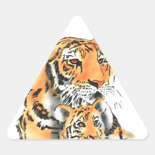 Pegatina Triangular Tigres y copos