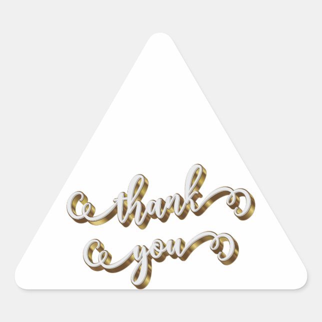 Pegatina Triangular Tipografía Dorada Moderna Gracias (Anverso)