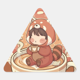 Pegatina Triangular Title: Unique Triangle Red Panda Geometric Sticker
