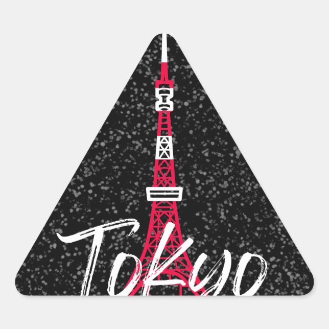Pegatina Triangular Tokyo Tower Sketch de Minato, Tokio, Japón (Anverso)