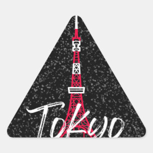 Pegatina Triangular Tokyo Tower Sketch de Minato, Tokio, Japón