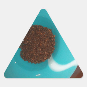 Pegatina Triangular Toque del mar: Un cuenco cian de café