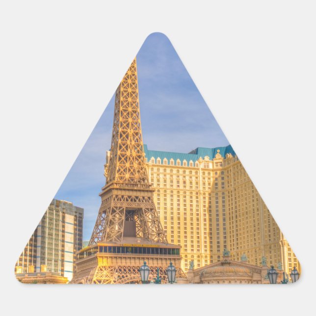 Pegatina Triangular Torre Eiffel Las Vegas París Limousada Nevada (Anverso)