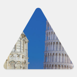 Pegatina Triangular Torre inclinada de Pisa de noche