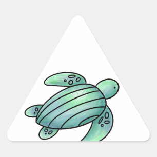 Pegatina Triangular tortuga marina pintada de color azul personalizado
