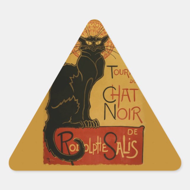 Pegatina Triangular Tournee de Chat Noir Gato Negro (Anverso)