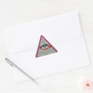 Pegatina Triangular Triángulo del corazón de los ojos de Bonito rosa y