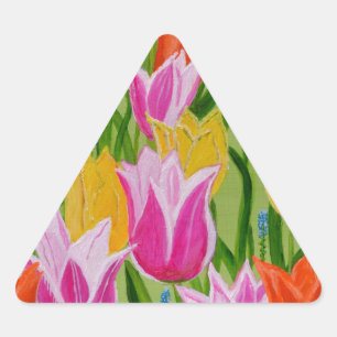 Pegatina Triangular Tulipanos