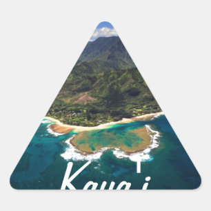 Pegatina Triangular Túneles de arrecife en la isla hawaiana de Kauai