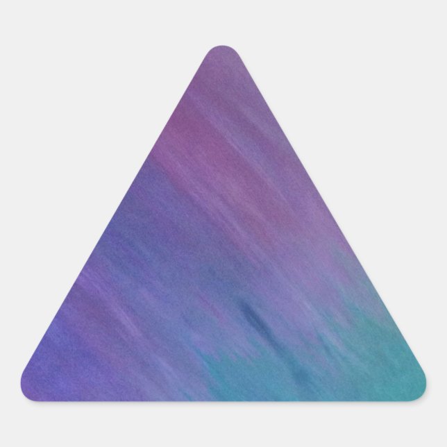 Pegatina Triangular Turquesa brillante y Verde azulado con arte rosa m (Anverso)