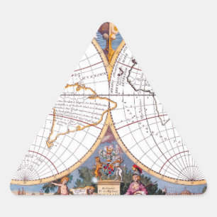 Pegatina Triangular Un Nuevo Mapa De La Terraqueosa Tierra Triangular 