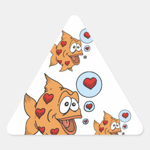 Pegatina Triangular Un pez enamorado -