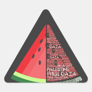 Pegatina Triangular Una sandía libera a Gaza de la palabra nubosa Pale