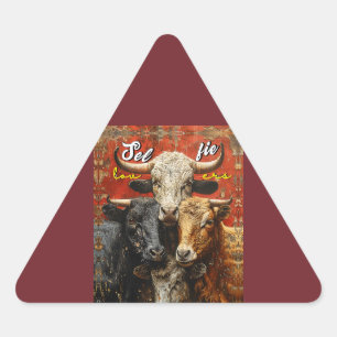Pegatina Triangular Vacas amantes de selfie