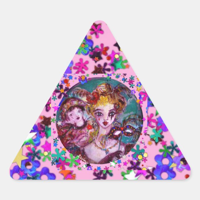 PEGATINA TRIANGULAR VALENTINE VENETIAN MASQUERADE CONFETTI (Anverso)