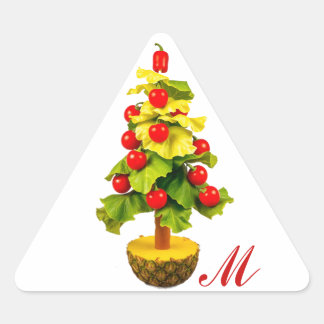 Pegatina Triangular Vegetables Christmas Tree, Lettuce Leaves Monogram
