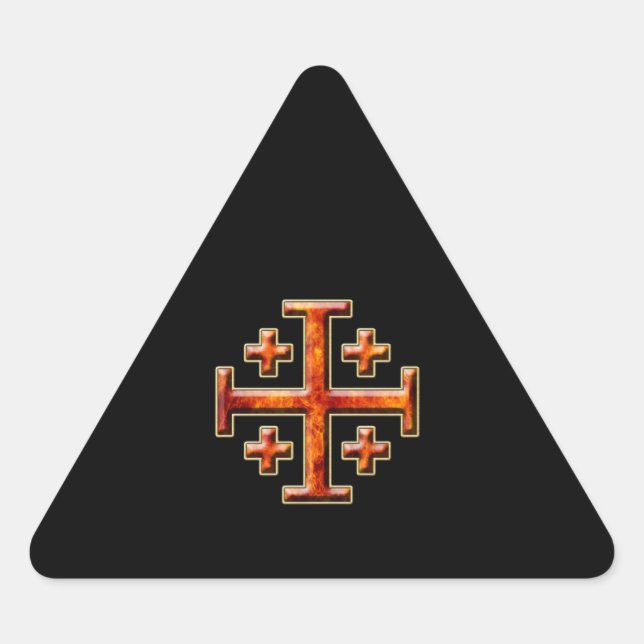 Pegatina Triangular Ver 3 - Cruz de Jerusalén - Atrás negro (Anverso)