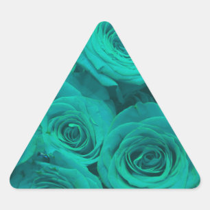 Pegatina Triangular Verde azulado elegante romántico - rosas verdes