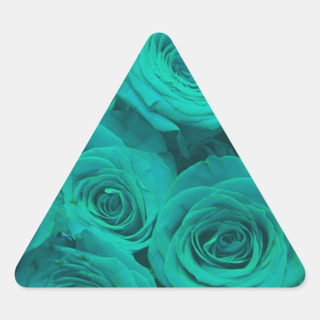 Pegatina Triangular Verde azulado elegante romántico - rosas verdes (Anverso)