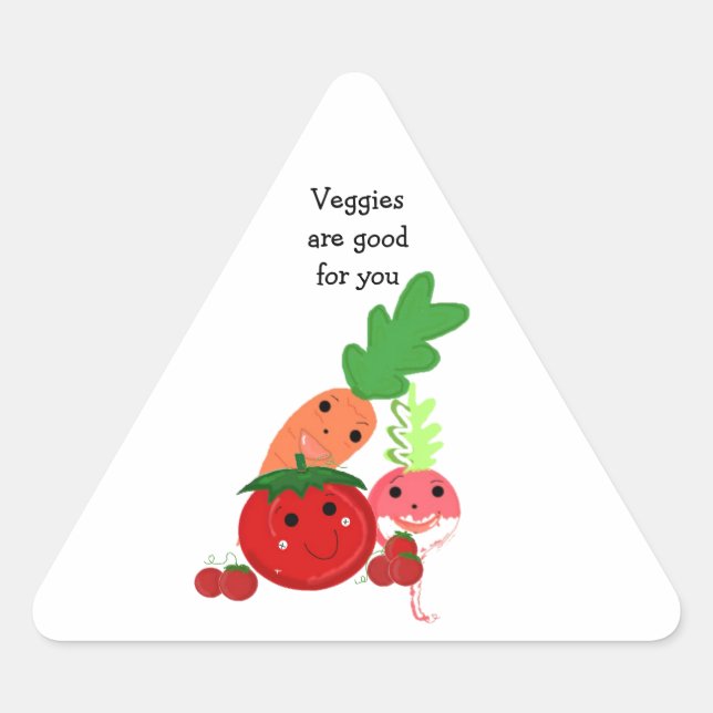 Pegatina Triangular Verduras de Dibujos Animados (Anverso)