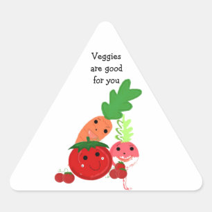 Pegatina Triangular Verduras de Dibujos Animados