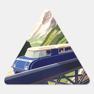Pegatina Triangular Viaje en tren de la Vieja Europa