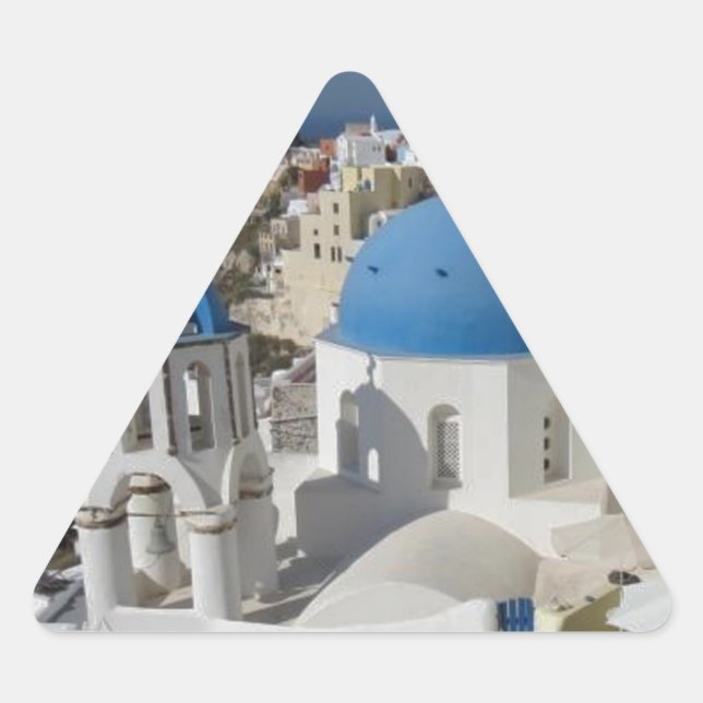 Pegatina Triangular Viajes de Mykonos Grecia (Anverso)