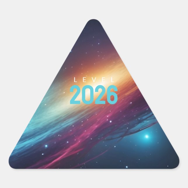 Pegatina Triangular Vibrant Cosmic Space Neon Abstract Glowing Galaxy (Anverso)