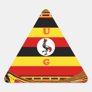Pegatina Triangular Vibrante arte inspirado en la bandera de Uganda