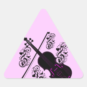 Pegatina Triangular Violín, amor Rockefeller_