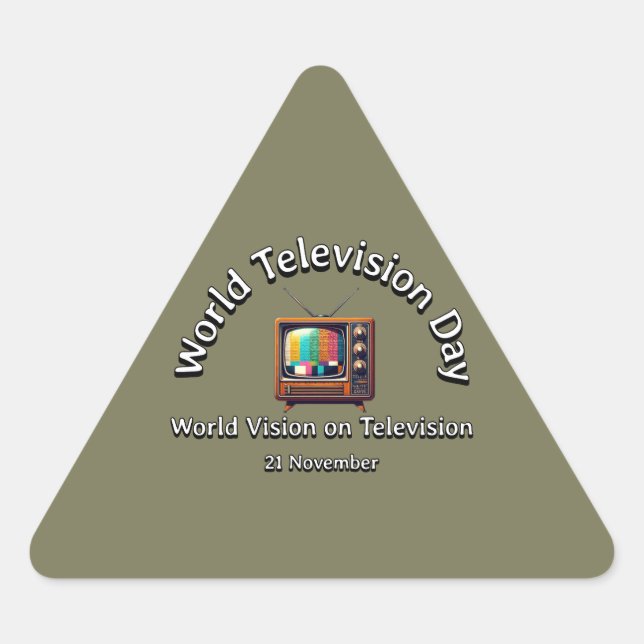 Pegatina Triangular Visión Mundial en Televisión. Día de la Televisión (Anverso)