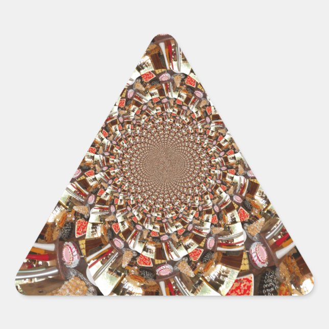 Pegatina Triangular Visión Psicodélica de Tonos Marrones (Anverso)