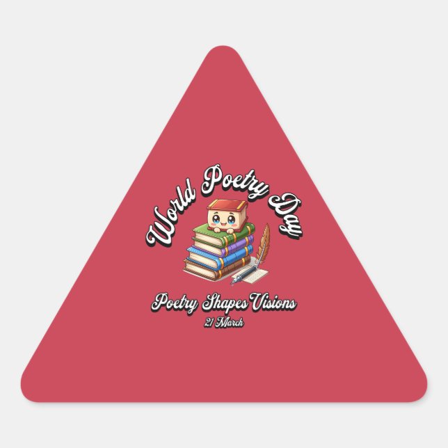 Pegatina Triangular Visiones de formas de poesía. Día Mundial de la Po (Anverso)