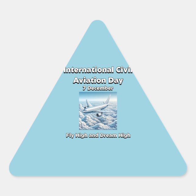 Pegatina Triangular Volar alto y soñar alto. Día de la Aviación Civil (Anverso)
