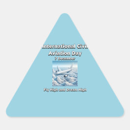 Pegatina Triangular Volar alto y soñar alto. Día de la Aviación Civil