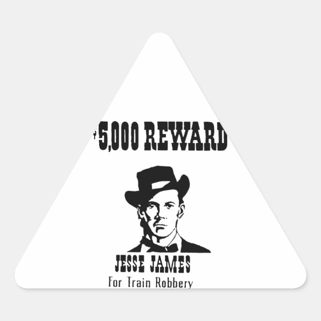 Pegatina Triangular Wanted Jesse James (Anverso)