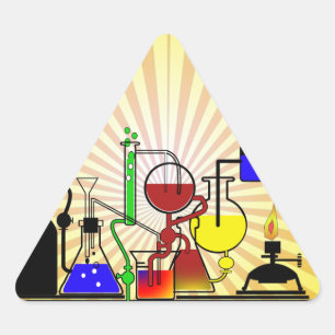 PEGATINA TRIANGULAR WARE LAB - CIENTÍFICO LABORATORIO GLASSWARE MAD
