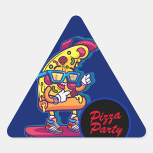 Pegatina Triangular Whimsical Pizza Fiesta