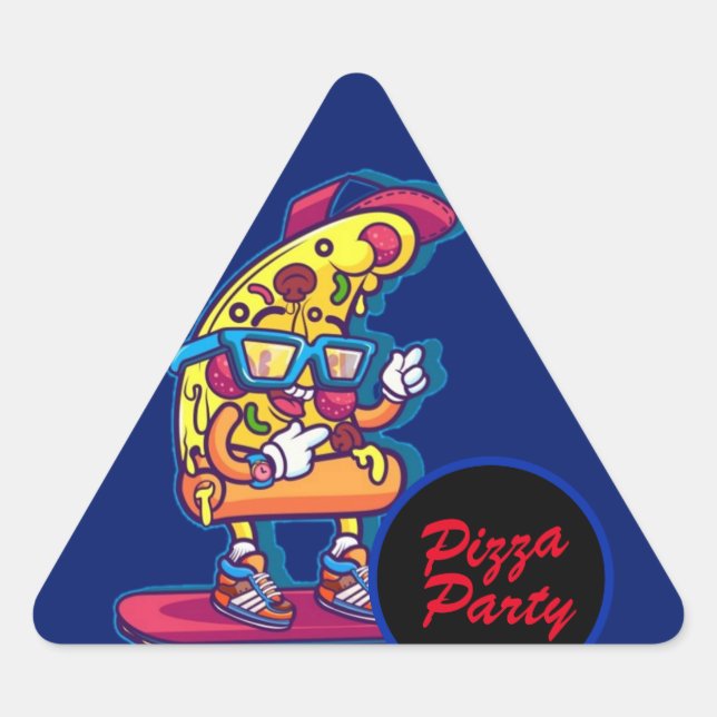 Pegatina Triangular Whimsical Pizza Fiesta (Anverso)