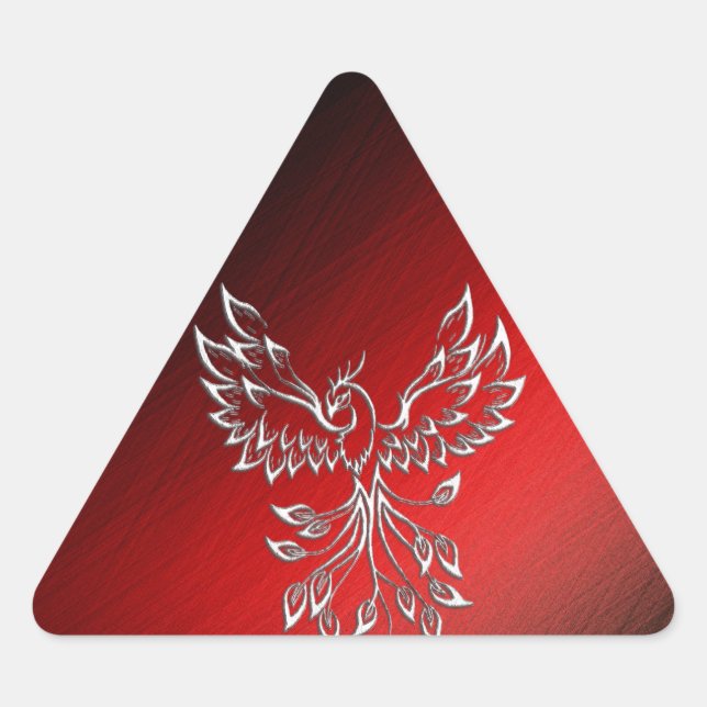 Pegatina Triangular White Phoenix Risas Rojas y Cenizas Negras (Anverso)