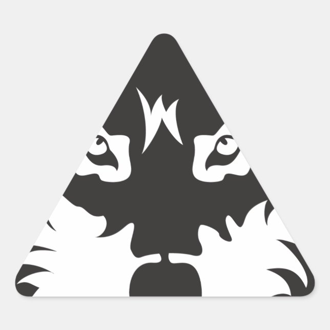 Pegatina Triangular Wilf Wolf Face Silhouette (Anverso)