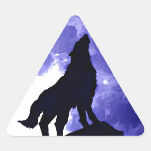 Pegatina Triangular Wolf Silhouette y Full Moon