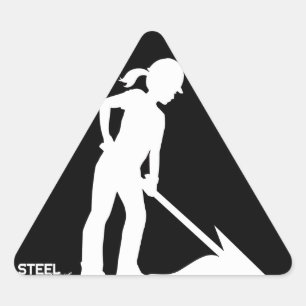 Pegatina Triangular Women Working Construction Themed Sticker